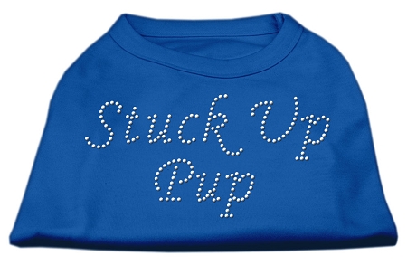 Stuck Up Pup Rhinestone Shirts Blue XS